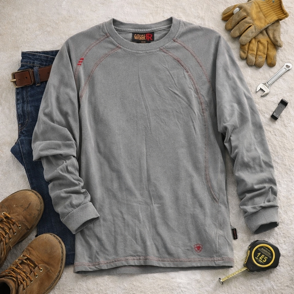 Nwot Ariat Fire Resistant Gray Long Sleeve Tshirt. Mens Size Med